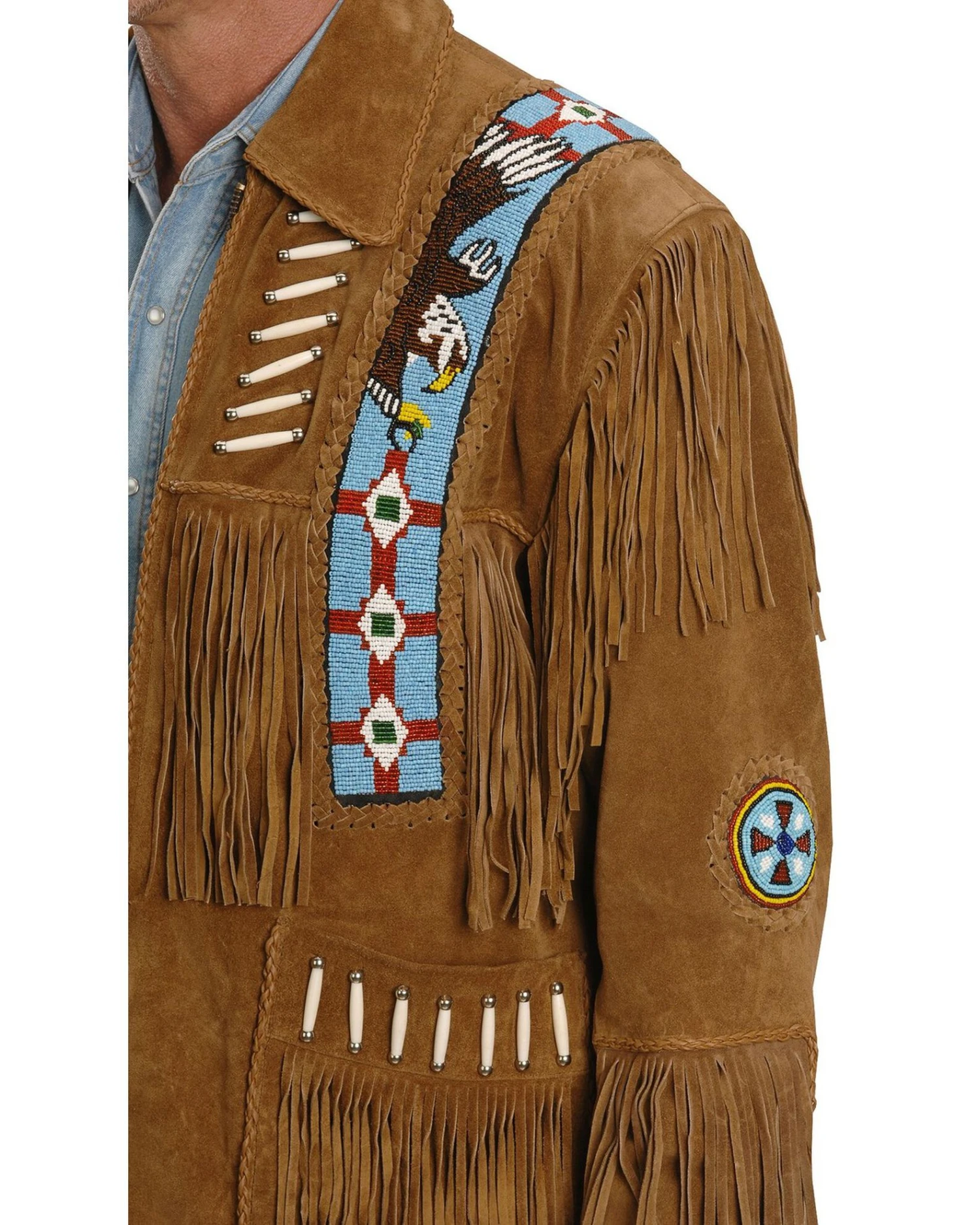 Liberty Wear Eagle Bead Fringed Suede Leather Jacket 2 Liberty Wear Eagle Bead Fringed Suede Leather Jacket - Image 2