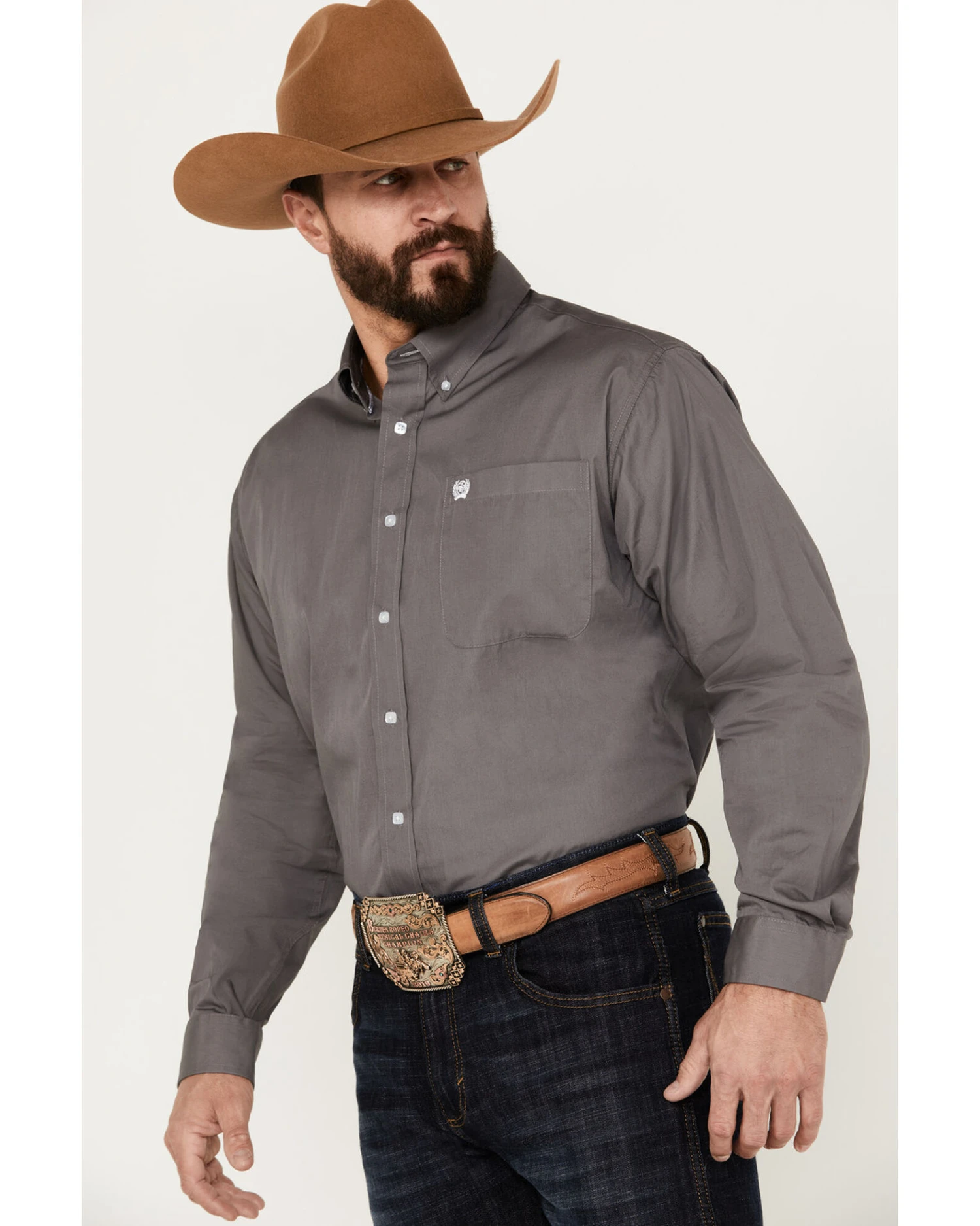 Cinch Cinch Men's Solid Dove Gray Button Long Sleeve Shirt 3 Cinch Cinch Men's Solid Dove Gray Button Long Sleeve Shirt - Image 3