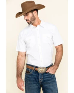 Gibson Men's Solid Short Sleeve Pearl Snap Western Shirt