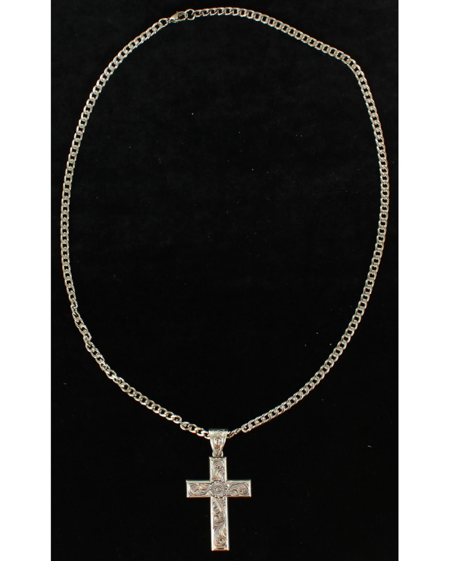 Twister Men's Floral Scroll Cross Necklace 1 Twister Men's Floral Scroll Cross Necklace