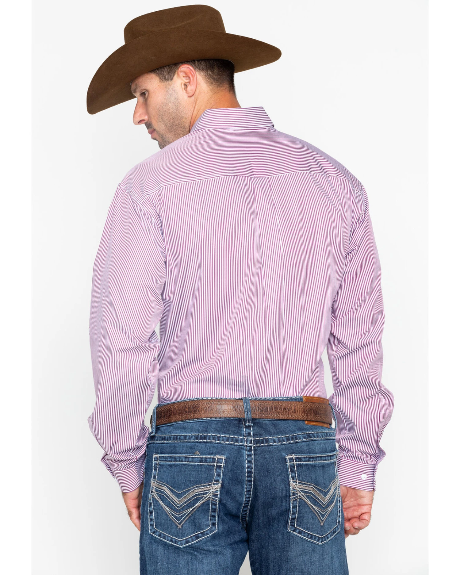 Cinch Men's Burgundy Stripe Long Sleeve Button-Down Shirt 2 Cinch Men's Burgundy Stripe Long Sleeve Button-Down Shirt - Image 2