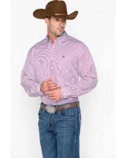 Cinch Men's Burgundy Stripe Long Sleeve Button-Down Shirt 9 Cinch Men's Burgundy Stripe Long Sleeve Button-Down Shirt -Western Denim Store 2000240145 640 P4