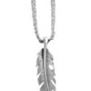 M & F Western Men's Silver Twisted Feather Necklace