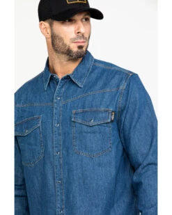 Hawx Men's Stonewashed Denim Snap Long Sleeve Work Shirt  -Western Denim Store 2000283459 400 P4