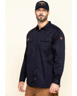 Hawx Men's FR Long Sleeve Button-Down Work Shirt -Western Denim Store 2000284655 410 P3