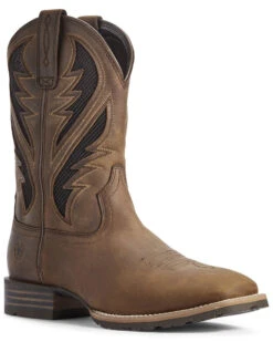 Ariat Men's Hybrid VentTEK Distressed Western Performance Boots - Broad Square Toe
