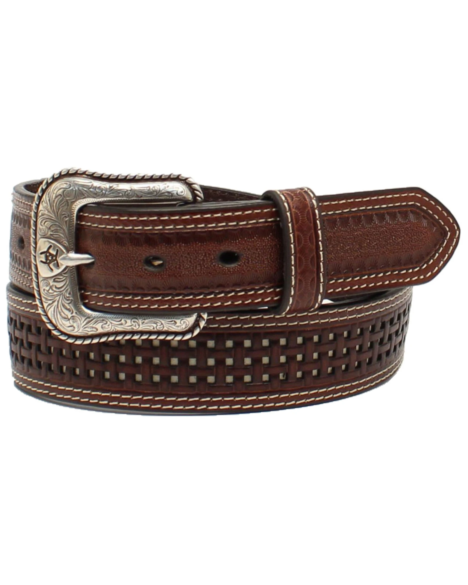 Ariat Men's Pierced Basketweave Western Belt 1 Ariat Men's Pierced Basketweave Western Belt