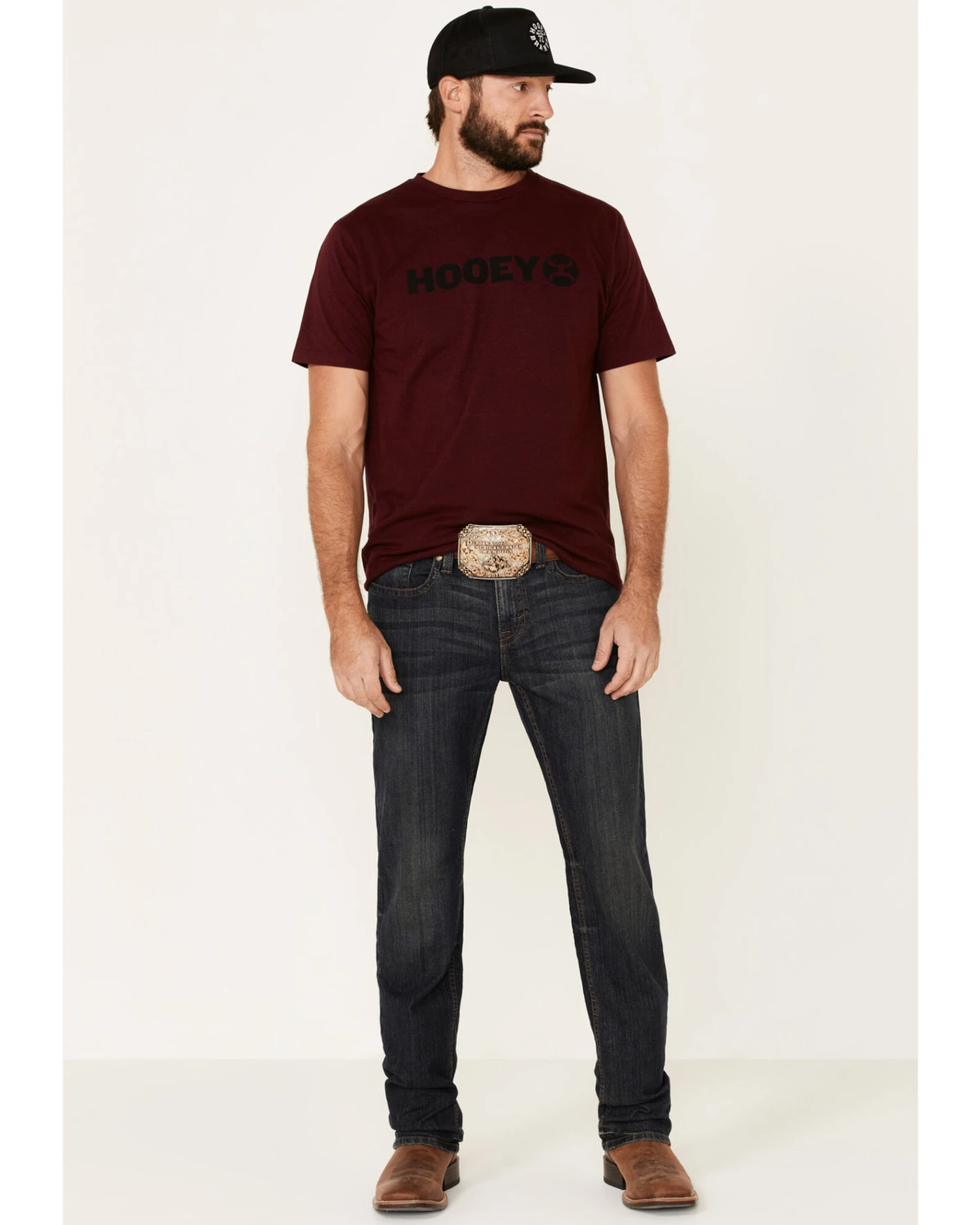 HOOey Men's Maroon Lock-Up Logo Graphic T-Shirt 2 HOOey Men's Maroon Lock-Up Logo Graphic T-Shirt - Image 2