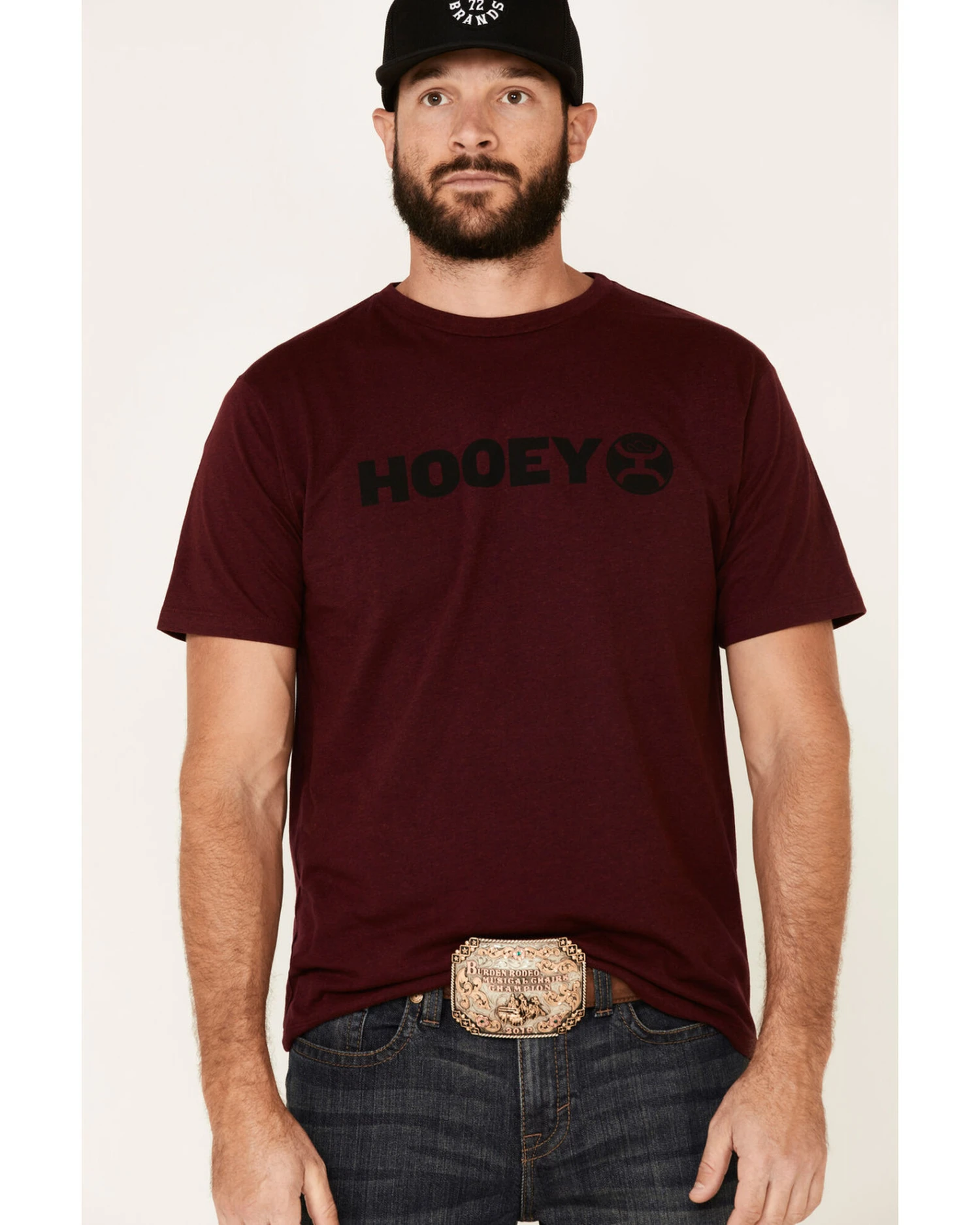 HOOey Men's Maroon Lock-Up Logo Graphic T-Shirt 3 HOOey Men's Maroon Lock-Up Logo Graphic T-Shirt - Image 3