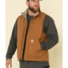 Carhartt Men's Brown Washed Duck Sherpa Lined Mock Neck Work Vest 