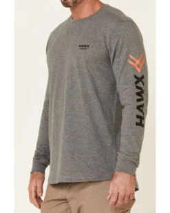 Hawx Men's Charcoal Original Logo Crew Long Sleeve Work T-Shirt  -Western Denim Store 2000325315 022 P3