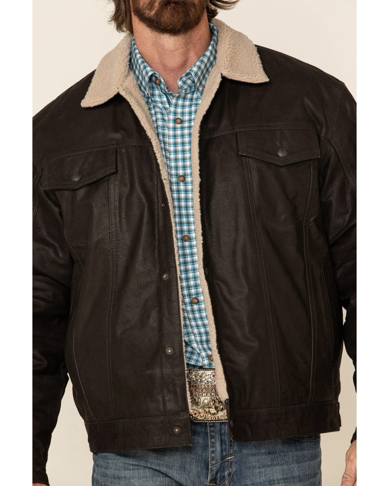 Cripple Creek Men's Leather Sherpa Lined Jacket 3 Cripple Creek Men's Leather Sherpa Lined Jacket - Image 3