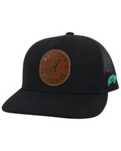 HOOey Men's Spur Leather Logo Patch Mesh Back Trucker Cap 