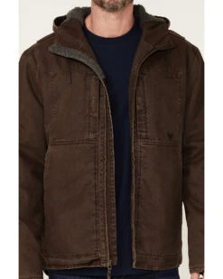 Hawx Men's Brown Castile Weathered Duck Hooded Zip-Front Insulated Work Jacket  -Western Denim Store 2000342831 200 P3