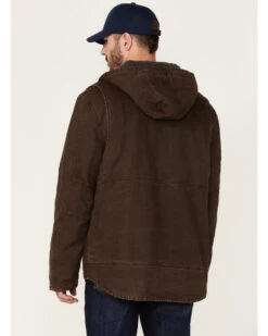 Hawx Men's Brown Castile Weathered Duck Hooded Zip-Front Insulated Work Jacket  -Western Denim Store 2000342831 200 P4