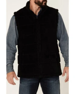 Cody James Men's Black Mesa Quilted Snap-Front Sherpa Vest  -Western Denim Store 2000343385 001 P3