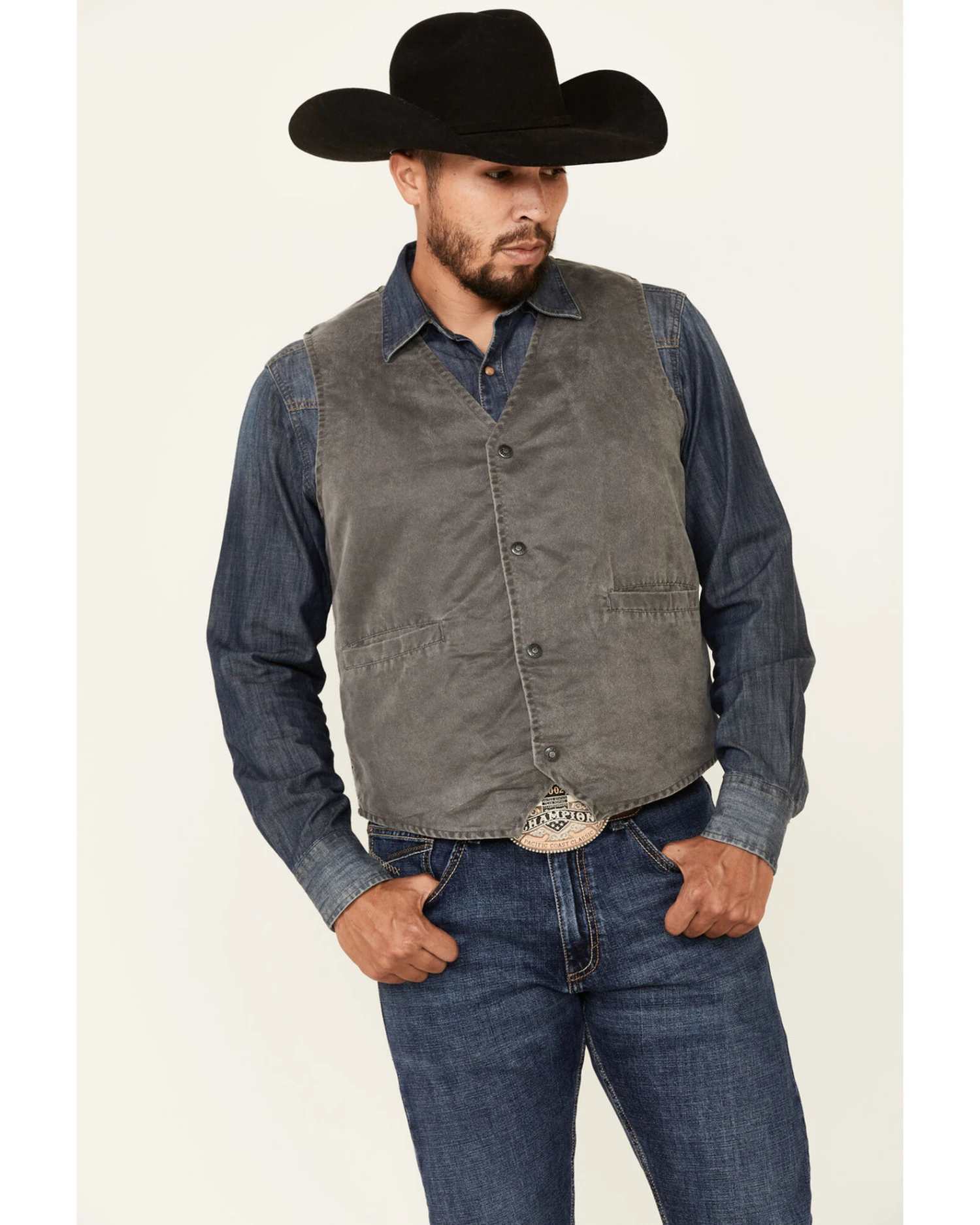 Outback Trading Co. Men's Iron Gray Sebastian Snap-Front Vest 1 Outback Trading Co. Men's Iron Gray Sebastian Snap-Front Vest