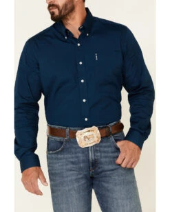 Cinch Men's Modern Fit Solid Navy Long Sleeve Button-Down Western Shirt  -Western Denim Store 2000345900 400 P3