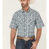 Wrangler 20X Men's Advanced Comfort Plaid Print Short Sleeve Pearl Snap Western Shirt 
