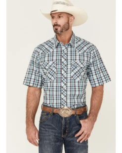 Wrangler 20X Men's Advanced Comfort Plaid Print Short Sleeve Pearl Snap Western ShirtÂ