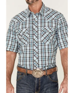 Wrangler 20X Men's Advanced Comfort Plaid Print Short Sleeve Pearl Snap Western Shirt  -Western Denim Store 2000350835 400 P3