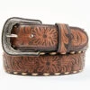 Cody James Men's Lasered Floral Pattern Cream Lace Leather Belt 