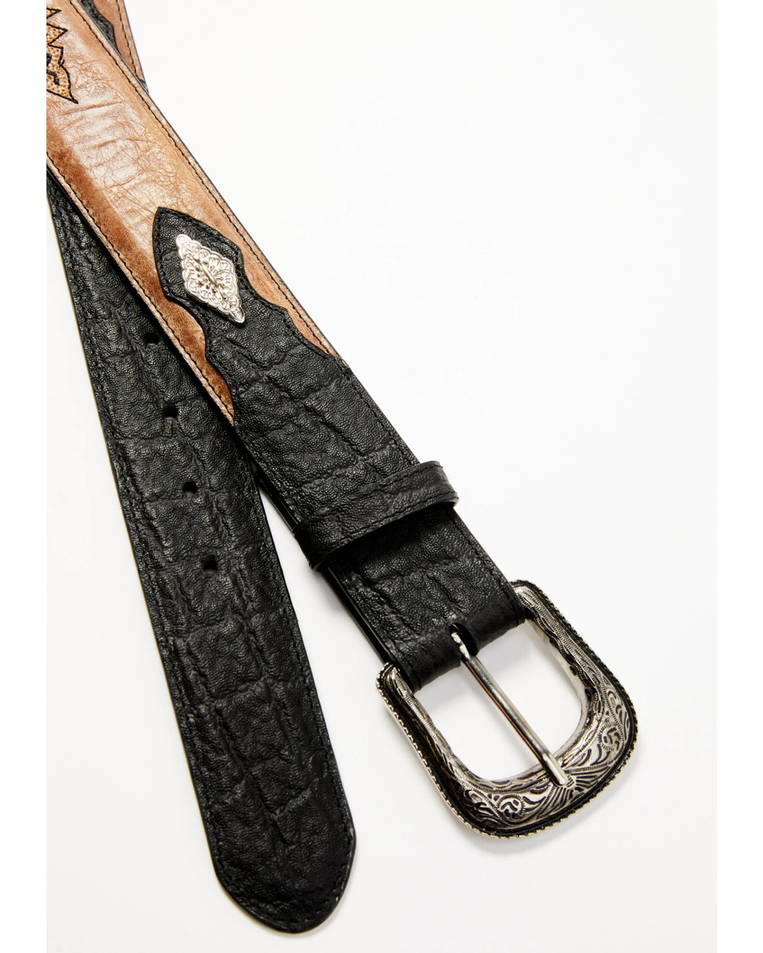 Moonshine Spirit Men's Embroidered Diamond Concho Leather Western Belt 2 Moonshine Spirit Men's Embroidered Diamond Concho Leather Western Belt - Image 2