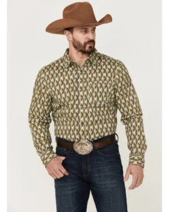 Gibson Men's Funk Geo Print Long Sleeve Button-Down Western Shirt