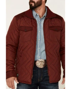 Kimes Ranch Men's Solid Burgundy Skink Zip-Front Quilted Jacket  -Western Denim Store 2000360308 640 P3