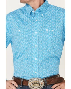 George Strait By Wrangler Men's Floral Print Button Down Western Shirt  -Western Denim Store 2000365904 400 P3