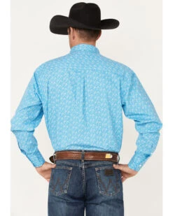 George Strait By Wrangler Men's Floral Print Button Down Western Shirt  -Western Denim Store 2000365904 400 P4