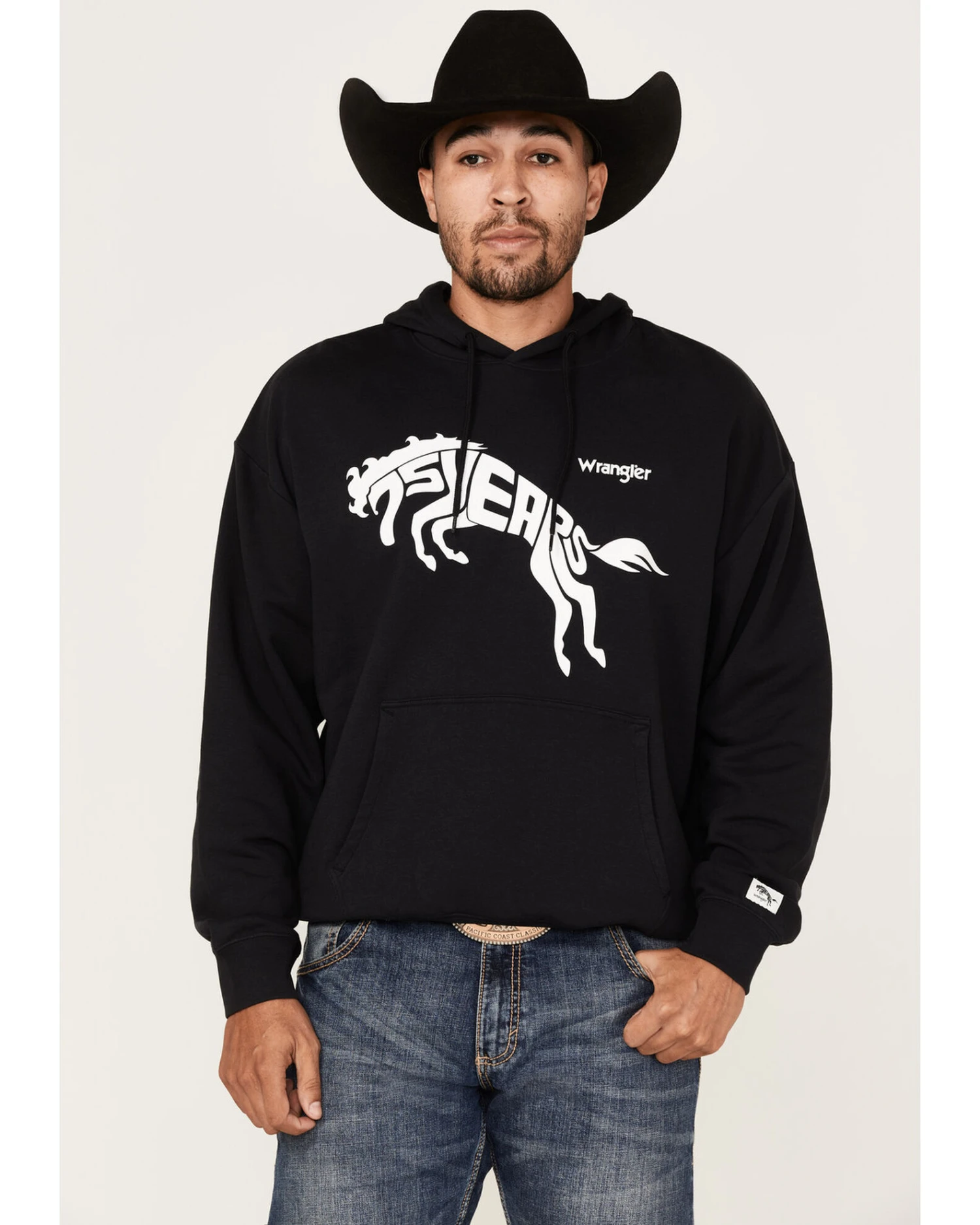 Wrangler Men's 75 Years Black Horse Graphic Hooded Sweatshirt 1 Wrangler Men's 75 Years Black Horse Graphic Hooded Sweatshirt