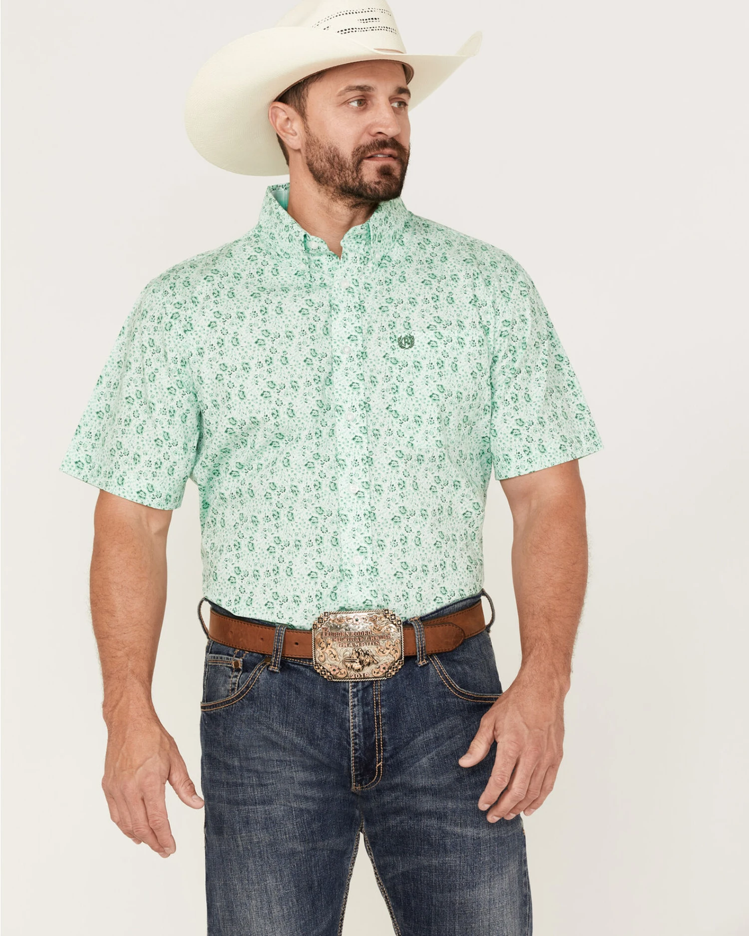 Panhandle Select Men's Allover Floral Print Short Sleeve Button Down Western Shirt 1 Panhandle Select Men's Allover Floral Print Short Sleeve Button Down Western Shirt