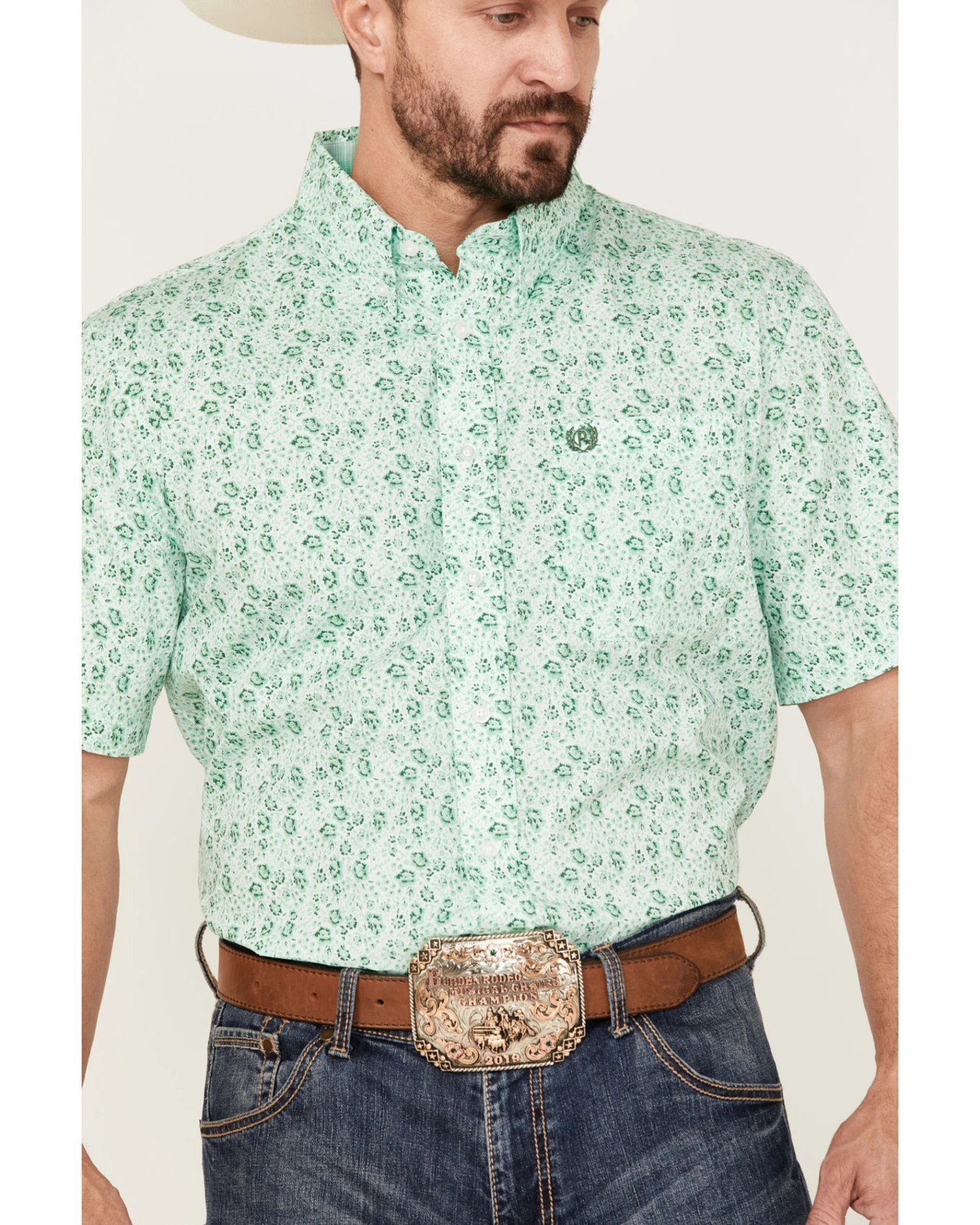 Panhandle Select Men's Allover Floral Print Short Sleeve Button Down Western Shirt 3 Panhandle Select Men's Allover Floral Print Short Sleeve Button Down Western Shirt - Image 3