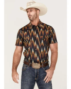 Dale Brisby Men's Digital Print Short Sleeve Snap Western Shirt 