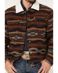 Cinch Men's Southwestern Print Sherpa-Lined Snap Wool Trucker Jacket  -Western Denim Store 2000375198 900 P3