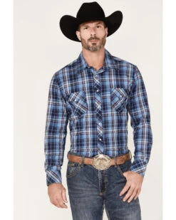 Rock & Roll Denim Men's Medium Plaid Stretch Long Sleeve Pearl Snap Shirt