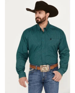 Cinch Men's Medallion Geo Print Long Sleeve Button-Down Western Shirt