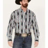 Wrangler Men's Southwestern Striped Long Sleeve Western Snap Shirt