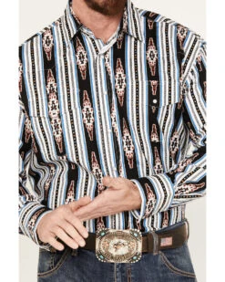Wrangler Men's Southwestern Striped Long Sleeve Western Snap Shirt -Western Denim Store 2000384351 900 P3