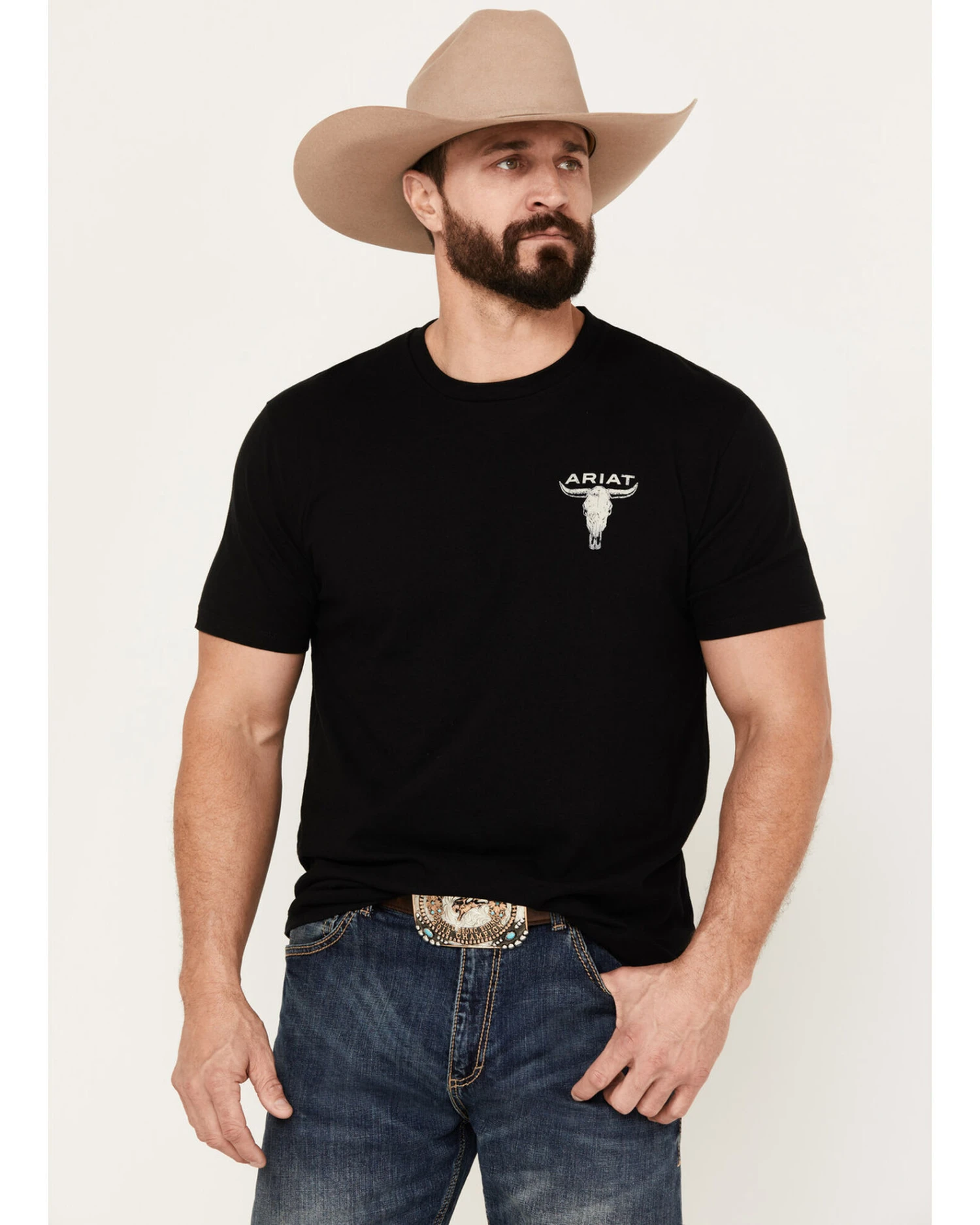 Ariat Men's Steer Skull Skull Flag Short Sleeve T-Shirt 1 Ariat Men's Steer Skull Skull Flag Short Sleeve T-Shirt