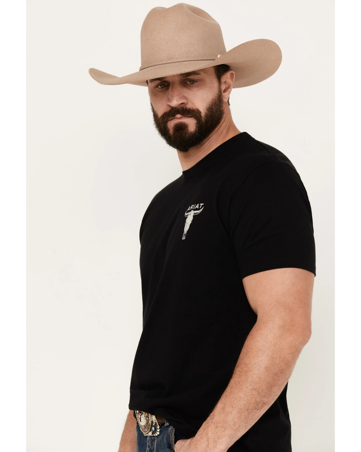 Ariat Men's Steer Skull Skull Flag Short Sleeve T-Shirt 2 Ariat Men's Steer Skull Skull Flag Short Sleeve T-Shirt - Image 2