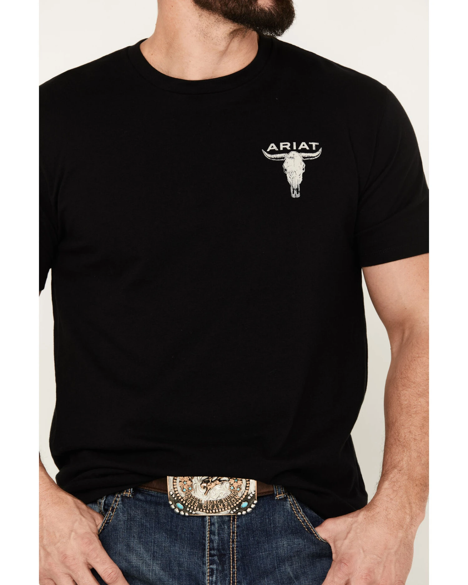 Ariat Men's Steer Skull Skull Flag Short Sleeve T-Shirt 3 Ariat Men's Steer Skull Skull Flag Short Sleeve T-Shirt - Image 3