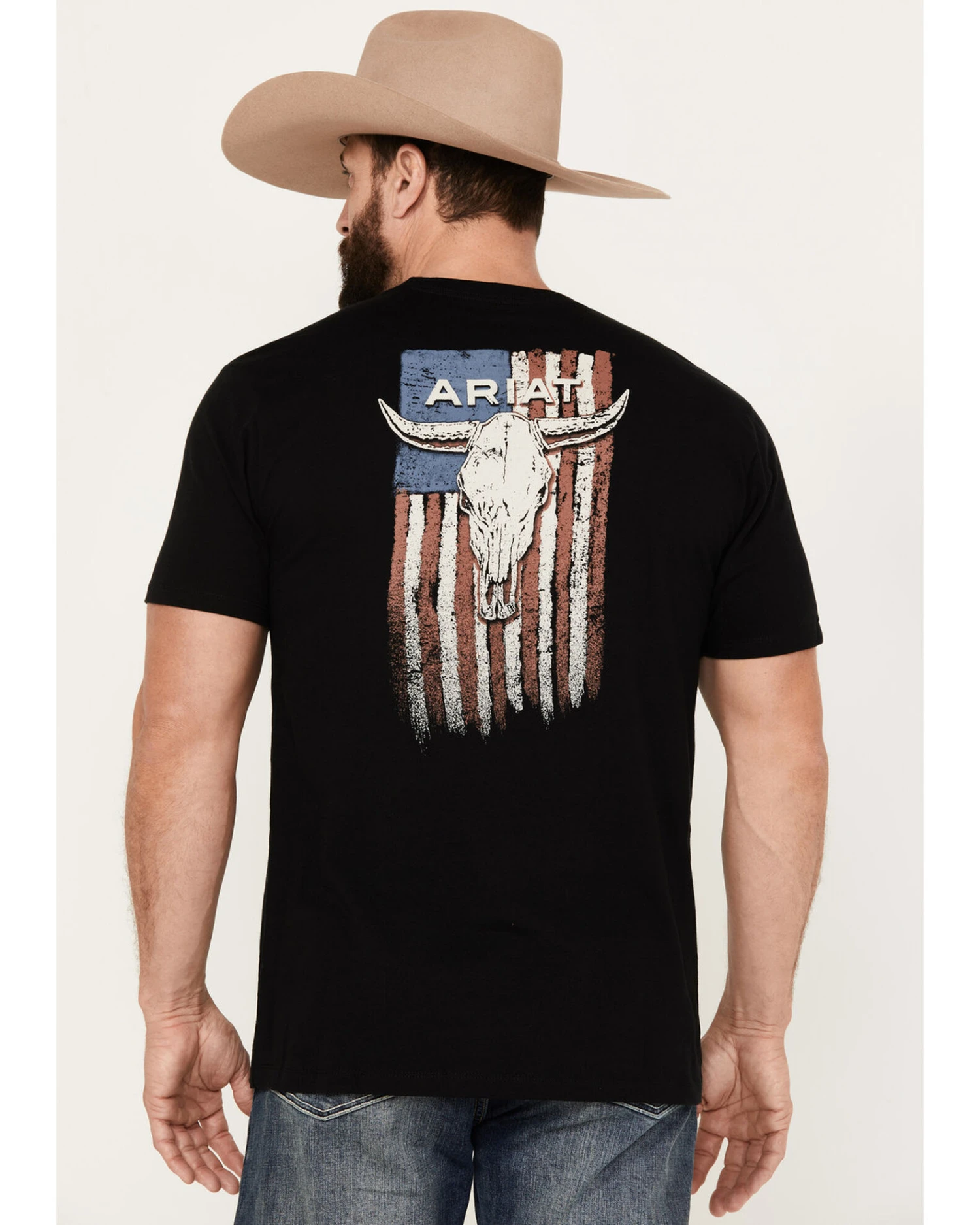 Ariat Men's Steer Skull Skull Flag Short Sleeve T-Shirt 4 Ariat Men's Steer Skull Skull Flag Short Sleeve T-Shirt - Image 4