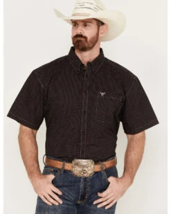Cowboy Hardware Men's Diamond Plate Print Short Sleeve Button Down Western Shirt