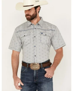 Cowboy Hardware Men's All Over Skull Long Sleeve Western Snap Shirt