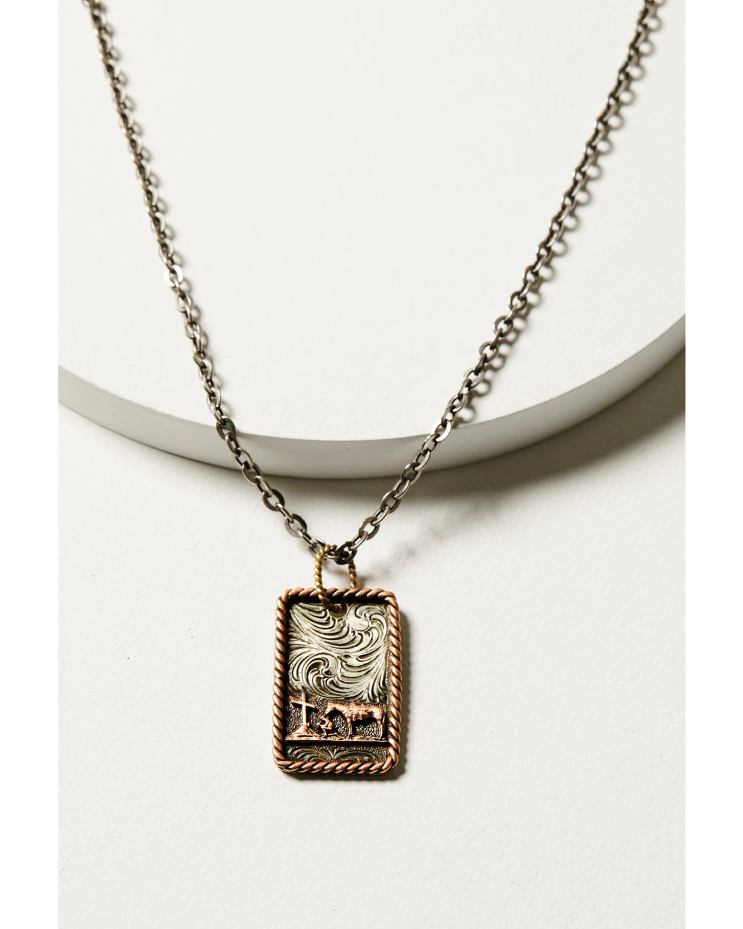 M & F Western Men's Silver Praying Cowboy Dog Tag Necklace 1 M & F Western Men's Silver Praying Cowboy Dog Tag Necklace